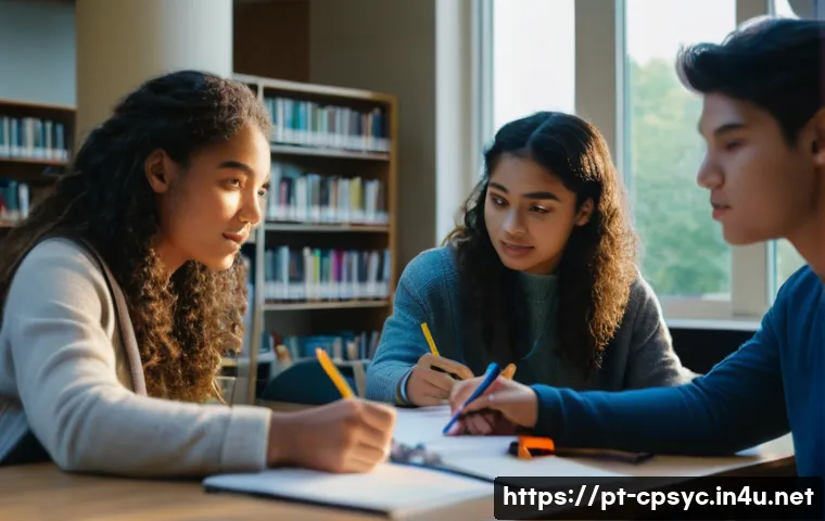임상심리사 시험 합격을 위한 자기 관리 - Study Group Session
**Prompt:** "A diverse group of psychology students, casually dressed, are gath...